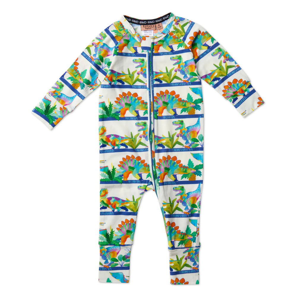 Kip & Co Organic Zip Romper Dino Safari