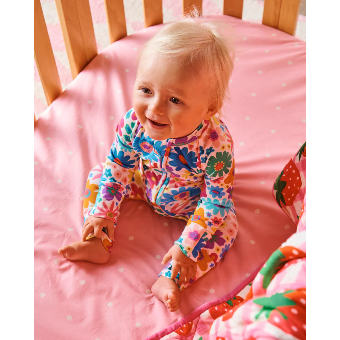 Kip & Co Organic Zip Romper Rainbow Flowers