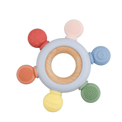 Koala Dream Silicone Wood Teether Ring Blue