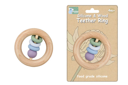 Koala Dream Silicone Wood Teether Ring Green