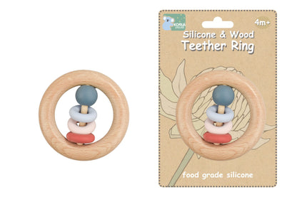 Koala Dream Silicone Wood Teether Ring Red