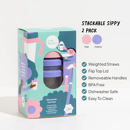 Little Stackers Sippy Cup Twin Pack Blue Aqua