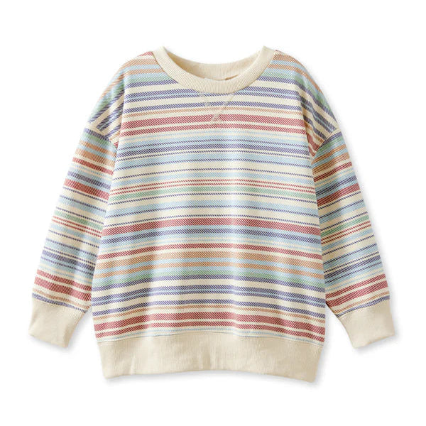Striped sweater with multicolor pattern on a white background