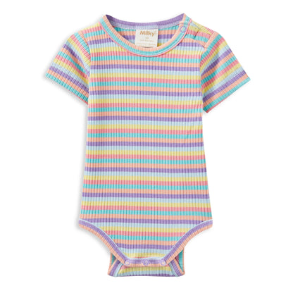 Milky Bubbysuit Multi Stripe Rib