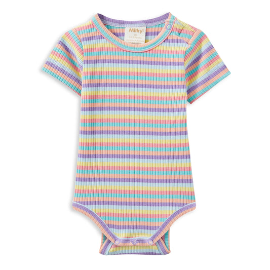 Milky Bubbysuit Multi Stripe Rib