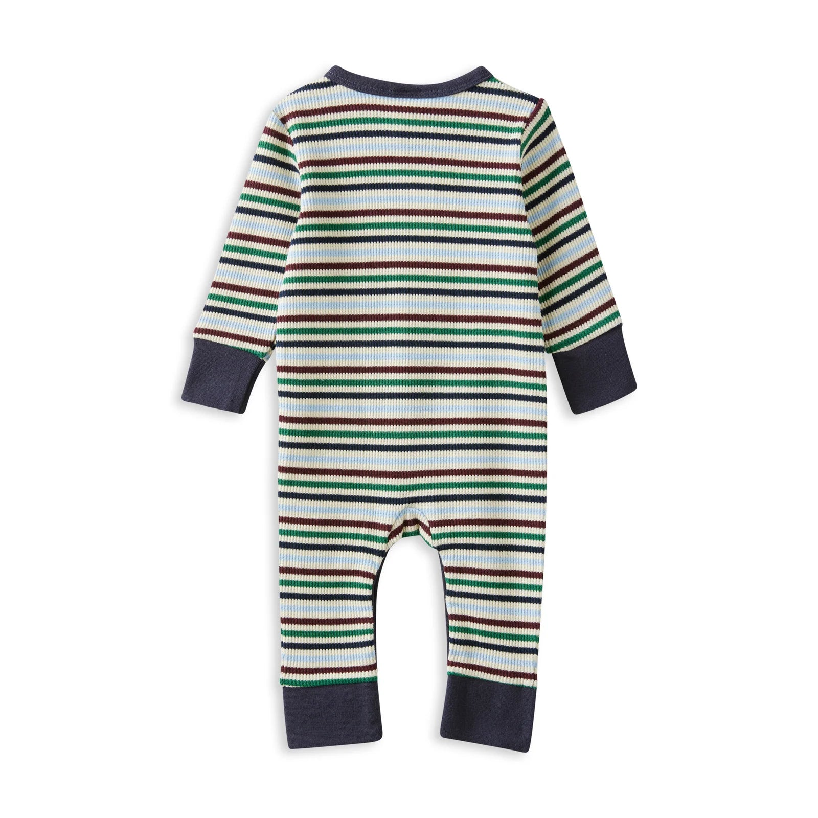 Milky Heritage Waffle Henley Romper - Chalk