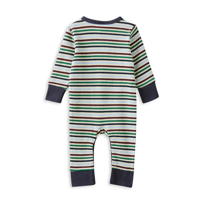 Milky Heritage Waffle Henley Romper - Chalk