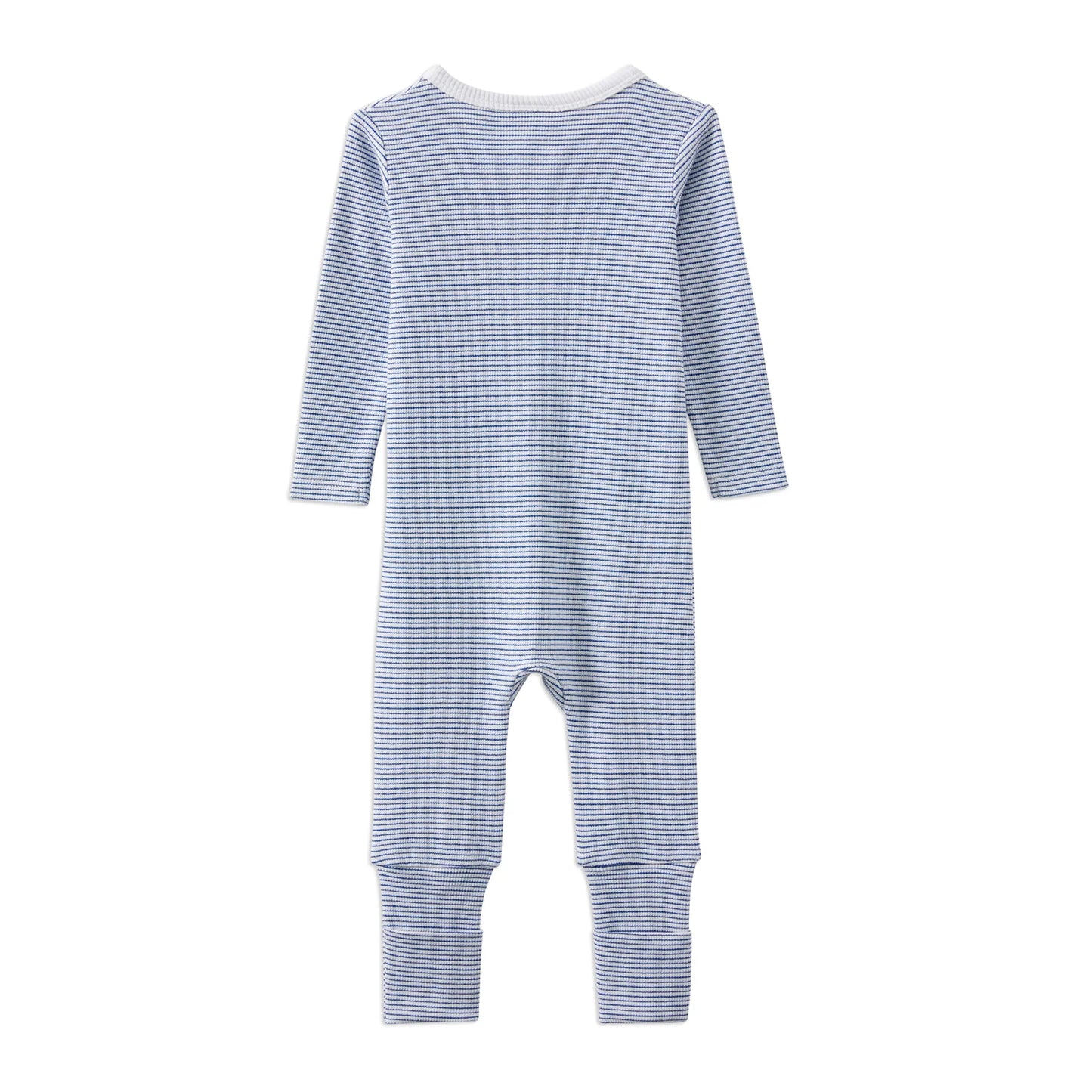 Milky Stripe Zip Romper Blue