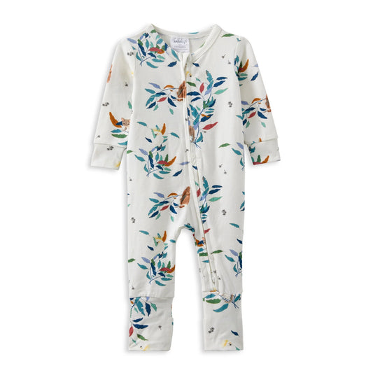 Milky Stripe Zip Romper Eucalyptus