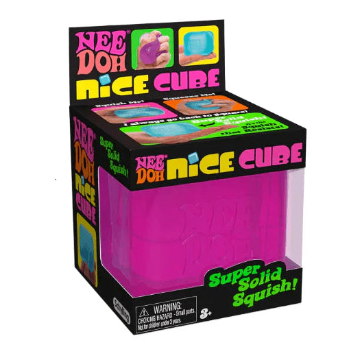 Box of Nee Doh Nice Cube with colorful text and graphics on a white background