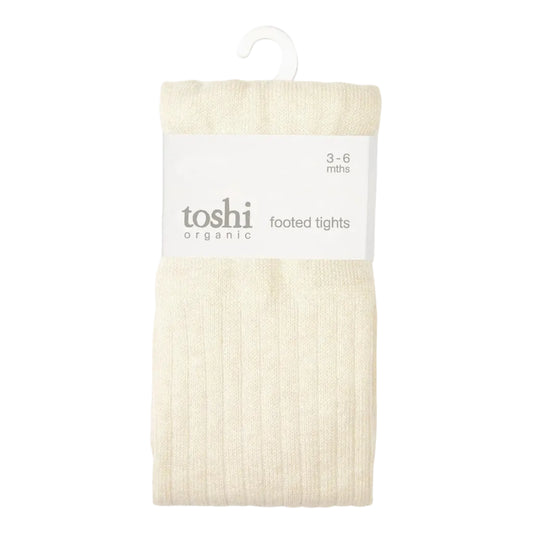 Pack of tashi organic footed tights on a white background