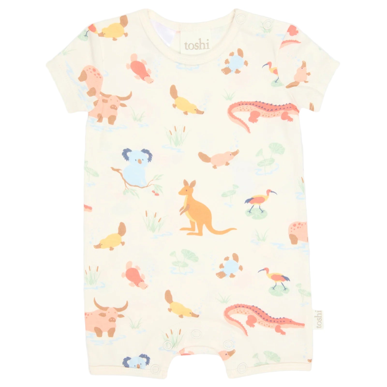 Baby blanket with colorful animal pattern on a white background