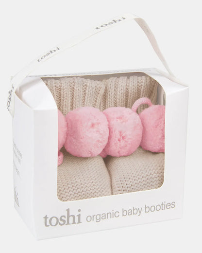 Toshi Organic Booties Bobby Oatmeal - Chalk