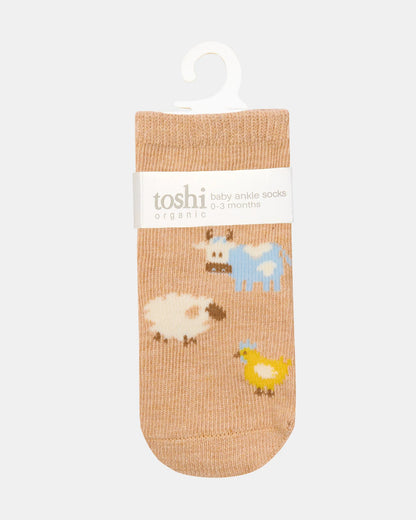 Toshi Organic Socks Ankle Farm Buddies - Chalk