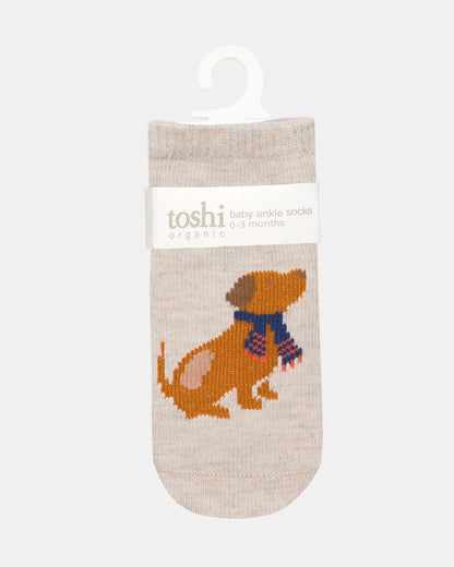 Toshi Organic Socks Ankle Puppy Dog - Chalk
