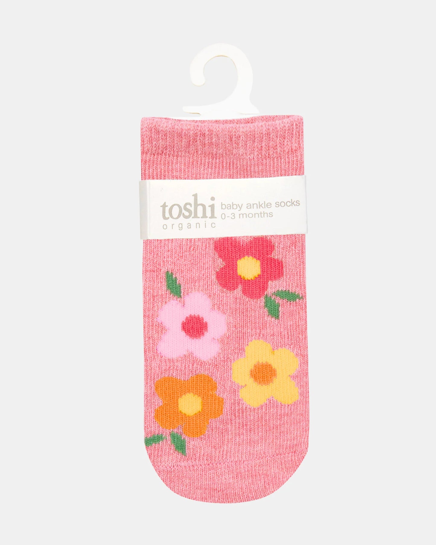 Toshi Organic Socks Ankle Rosie Posie - Chalk