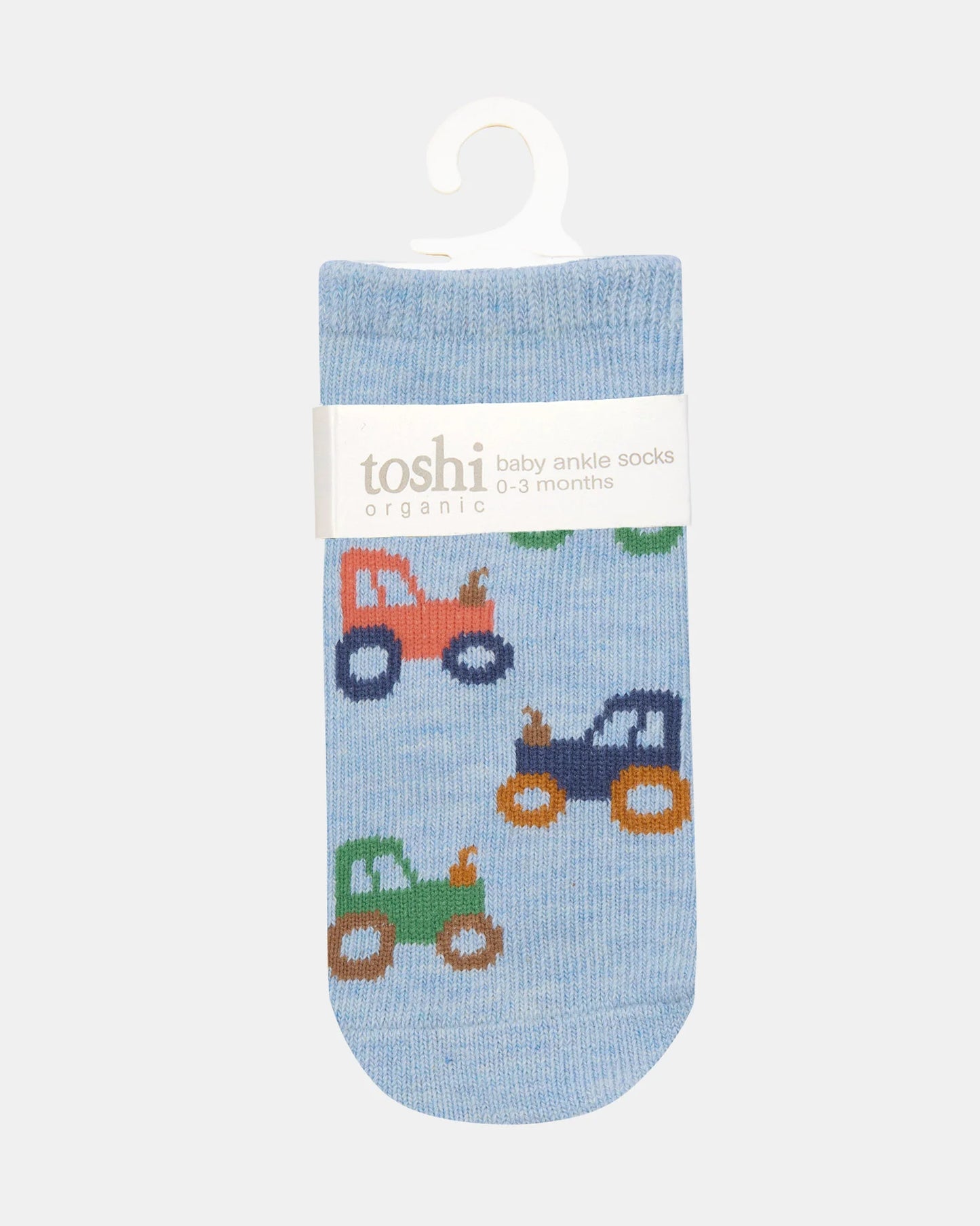 Toshi Organic Socks Ankle Tiny Tractors - Chalk
