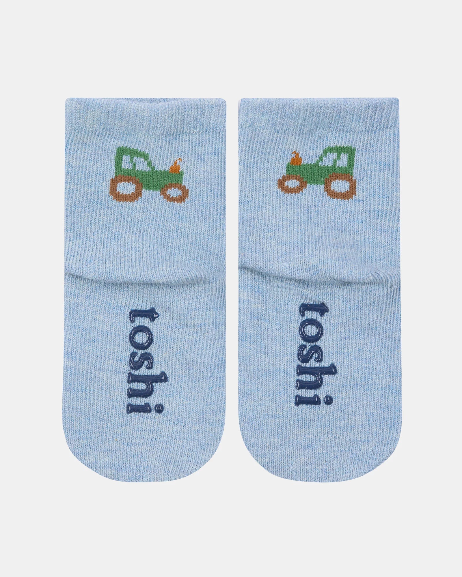 Toshi Organic Socks Ankle Tiny Tractors - Chalk