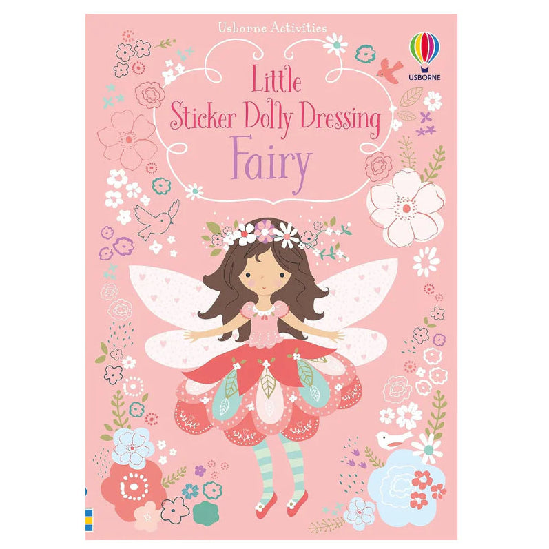 Book cover of 'Little Sticker Dolly Dressing Fairy' with a fairy illustration on a pink background.