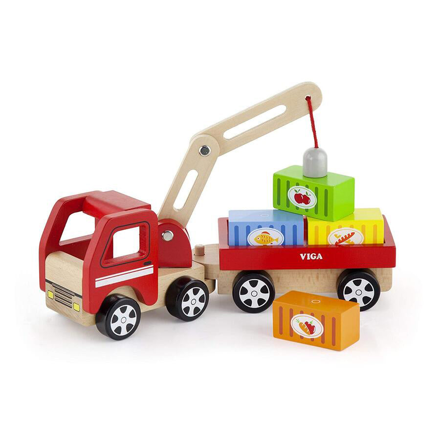 Viga Toys Wooden Crane Truck