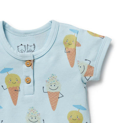 Wilson + Frenchy Organic Henley Bodysuit Frosty Friends