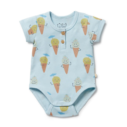 Wilson + Frenchy Organic Henley Bodysuit Frosty Friends