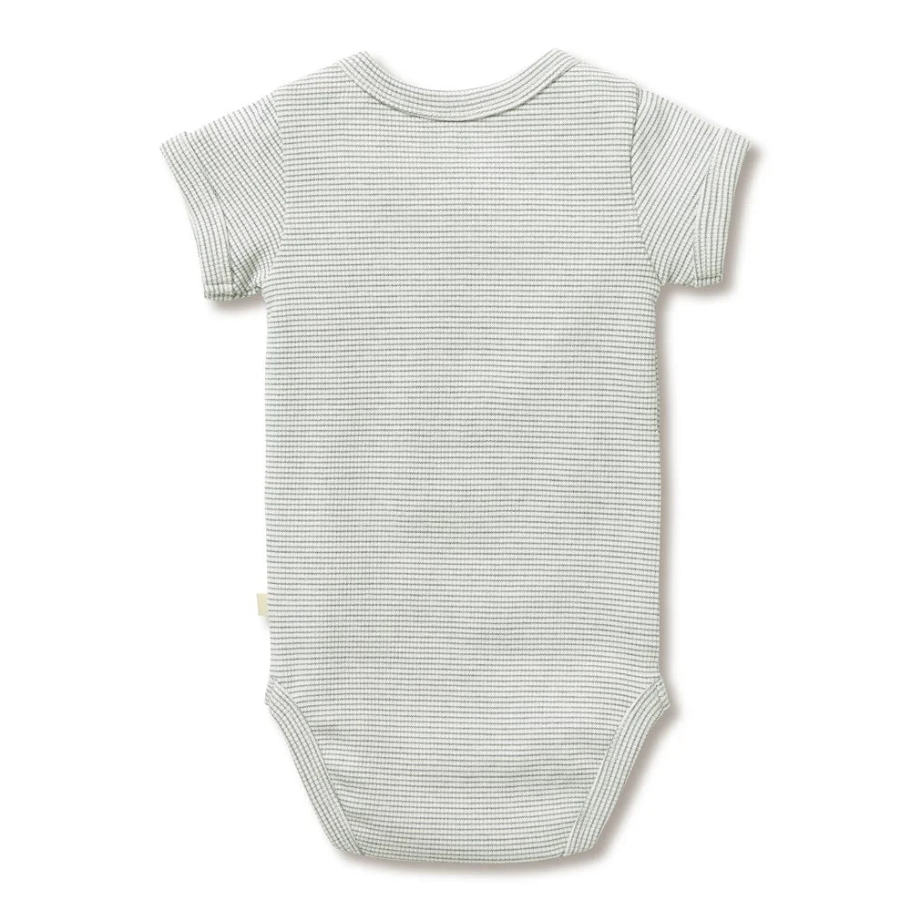 Wilson + Frenchy Organic Stripe Rib Bodysuit Fern