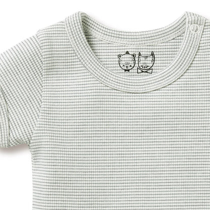 Wilson + Frenchy Organic Stripe Rib Bodysuit Fern