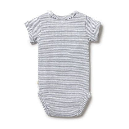 Wilson + Frenchy Organic Stripe Rib Bodysuit Raindrop