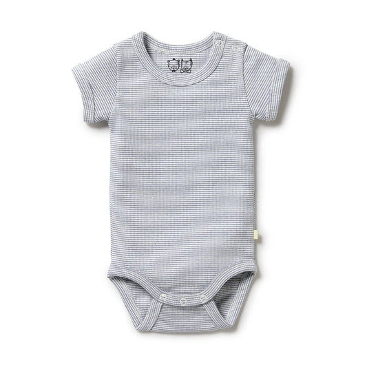 Wilson + Frenchy Organic Stripe Rib Bodysuit Raindrop