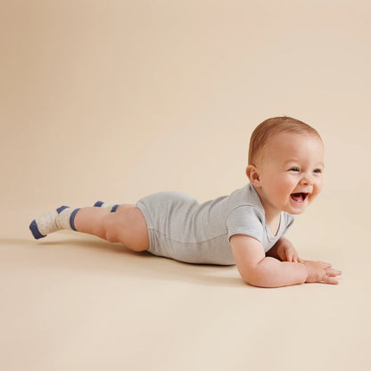 Wilson + Frenchy Organic Stripe Rib Bodysuit Raindrop