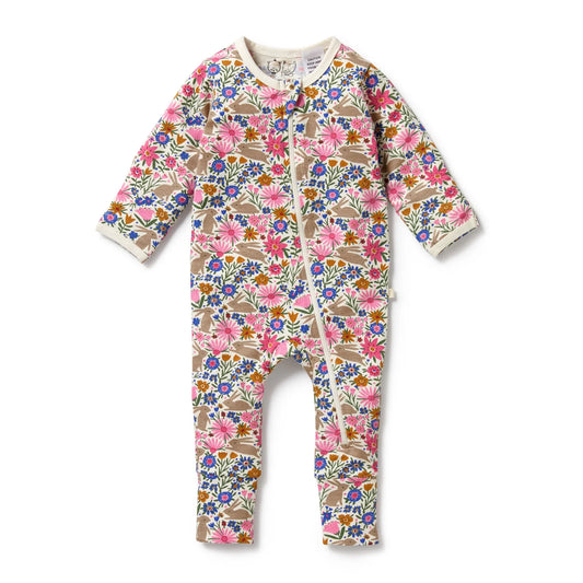 Wilson + Frenchy Organic Zipsuit With Feet Bunny Hop