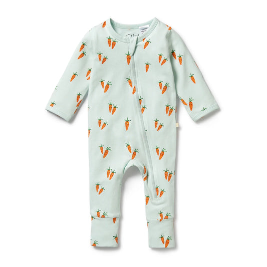 Wilson + Frenchy Organic Zipsuit With Feet Cute Carrots