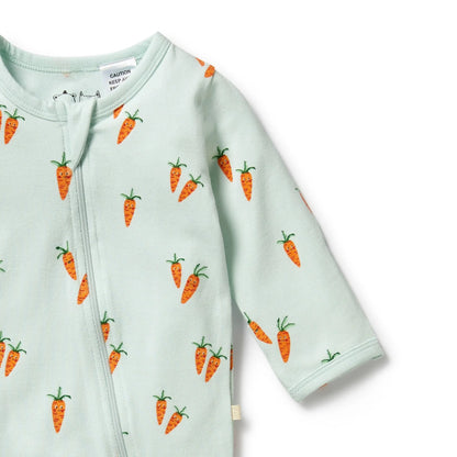 Wilson + Frenchy Organic Zipsuit With Feet Cute Carrots