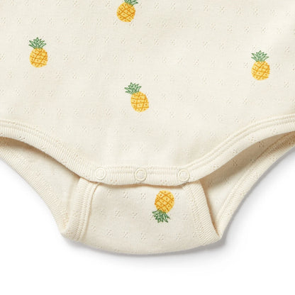 Wilson + Frenchy Organic Pointelle Bodysuit Piney Pals