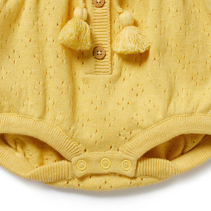 Wilson + Frenchy Organic Knitted Tie Bodysuit Sunny Sorbet