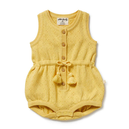 Wilson + Frenchy Organic Knitted Tie Bodysuit Sunny Sorbet