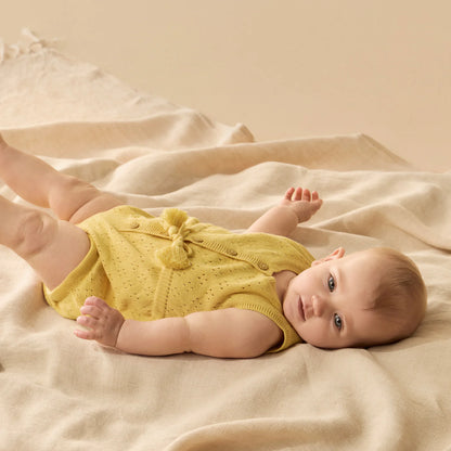 Wilson + Frenchy Organic Knitted Tie Bodysuit Sunny Sorbet