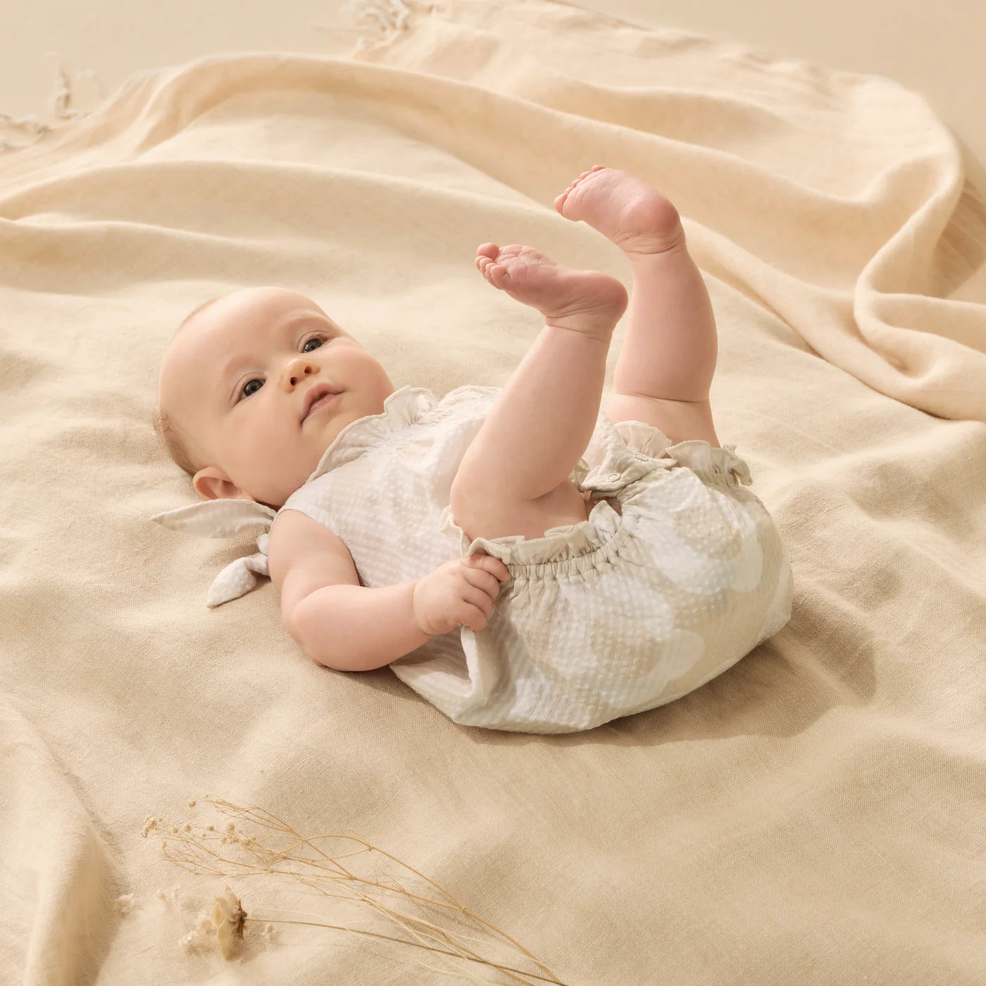 Wilson + Frenchy Organic Tie Playsuit Daisy Bloom