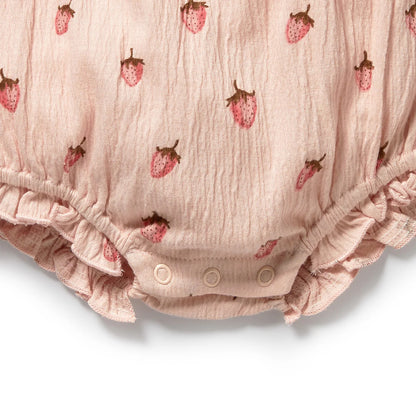 Wilson + Frenchy Organic Tie Playsuit Strawberry Kisses
