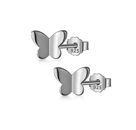 Sister Bows Sterling Silver Earrings Studs Butterfly Silver