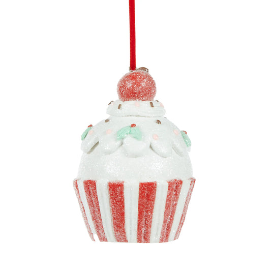Holly & Ivy Christmas Ornamment Cupcake Cherry