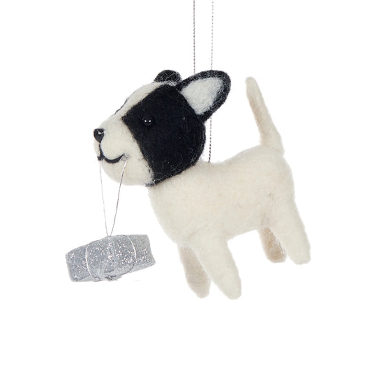 Holly & Ivy Christmas Ornamment Wool Dog