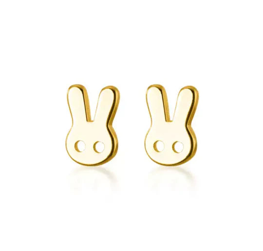 Sister Bows Sterling Silver Earrings Studs Bunny Gold