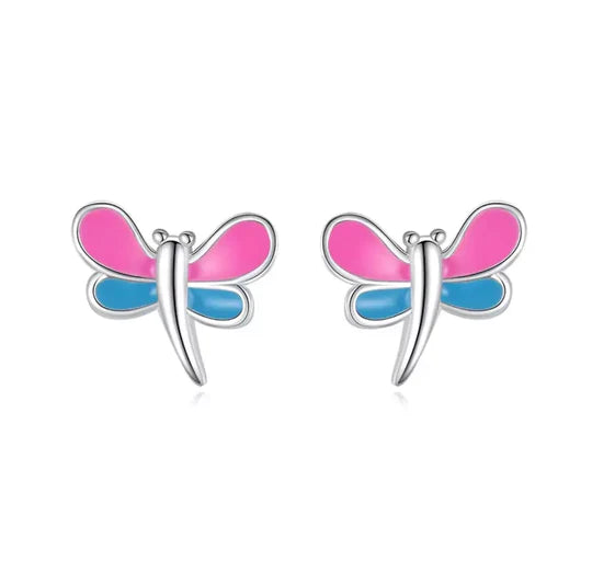 Sister Bows Sterling Silver Earrings Studs Butterfly