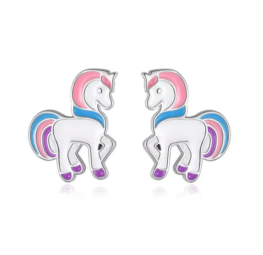 Sister Bows Sterling Silver Earrings Studs Unicorn